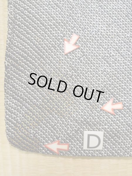 Photo17: K1209R Used Japanese womenHeather  Black HAORI short jacket / Silk. Abstract pattern   (Grade C) (17)