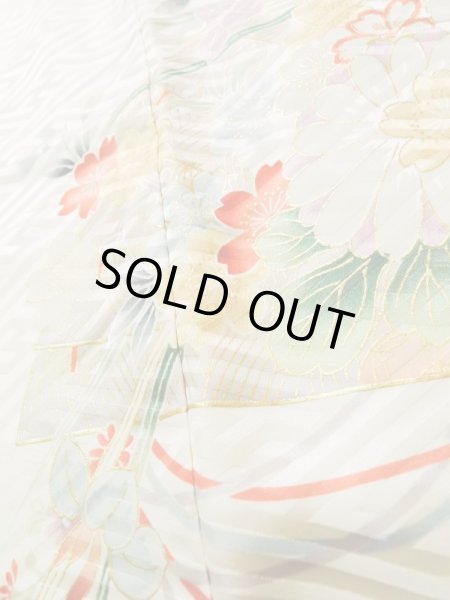 Photo12: K1222B Used Japanese womenPale Light Rose FURISODE long-sleeved / Silk. Peony,   (Grade A) (12)