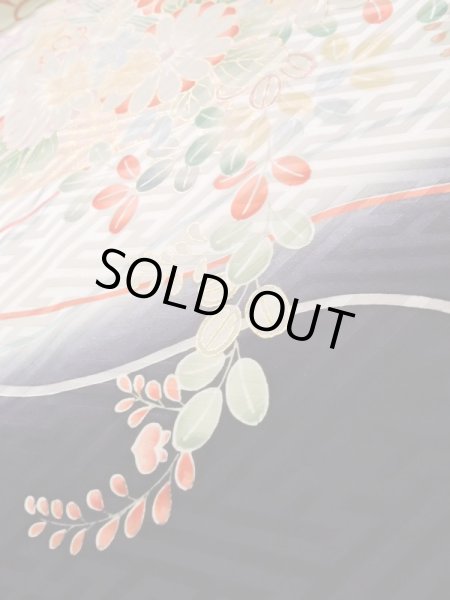 Photo13: K1222B Used Japanese womenPale Light Rose FURISODE long-sleeved / Silk. Peony,   (Grade A) (13)