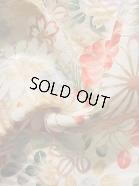 Photo17: K1222B Used Japanese womenPale Light Rose FURISODE long-sleeved / Silk. Peony,   (Grade A) (17)