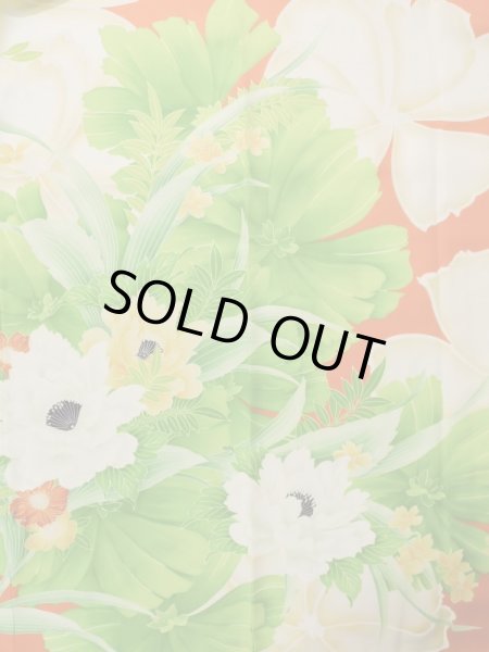 Photo5: K1222C Used Japanese women  Orange FURISODE long-sleeved / Silk. Flower,   (Grade C) (5)