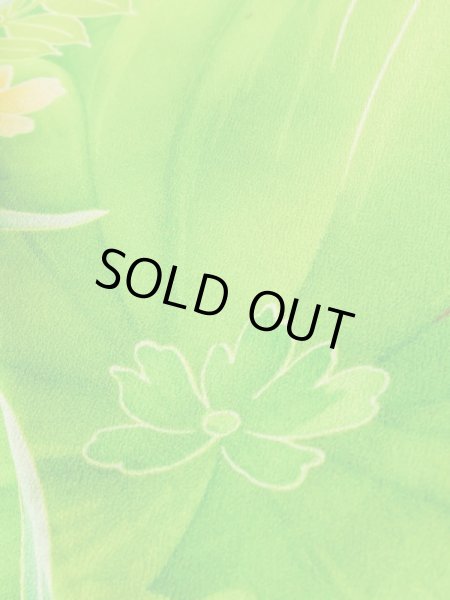 Photo14: K1222C Used Japanese women  Orange FURISODE long-sleeved / Silk. Flower,   (Grade C) (14)