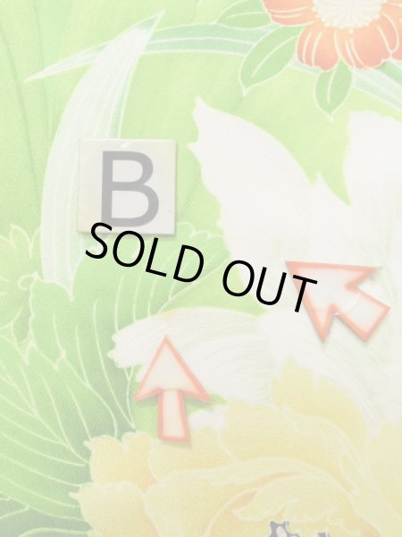 Photo20: K1222C Used Japanese women  Orange FURISODE long-sleeved / Silk. Flower,   (Grade C) (20)