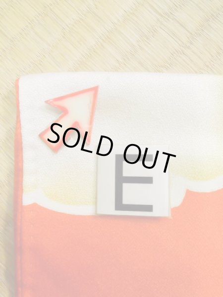 Photo23: K1222C Used Japanese women  Orange FURISODE long-sleeved / Silk. Flower,   (Grade C) (23)