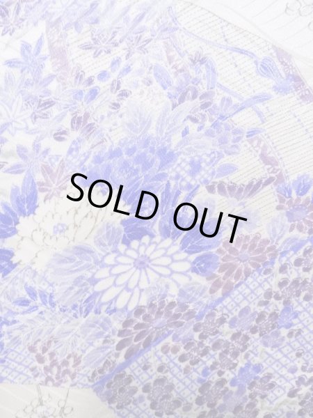Photo6: Mint K1222F Used Japanese women  Purple FURISODE long-sleeved / Silk. Peony,   (Grade A) (6)