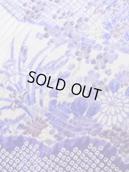 Photo8: Mint K1222F Used Japanese women  Purple FURISODE long-sleeved / Silk. Peony,   (Grade A) (8)
