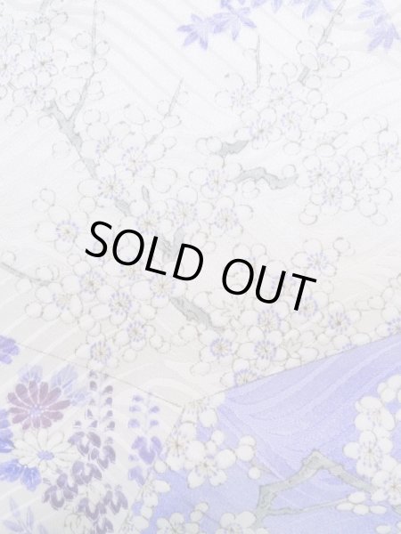 Photo10: Mint K1222F Used Japanese women  Purple FURISODE long-sleeved / Silk. Peony,   (Grade A) (10)