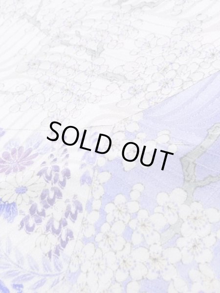 Photo11: Mint K1222F Used Japanese women  Purple FURISODE long-sleeved / Silk. Peony,   (Grade A) (11)