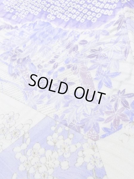 Photo12: Mint K1222F Used Japanese women  Purple FURISODE long-sleeved / Silk. Peony,   (Grade A) (12)