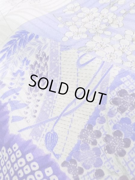 Photo13: Mint K1222F Used Japanese women  Purple FURISODE long-sleeved / Silk. Peony,   (Grade A) (13)