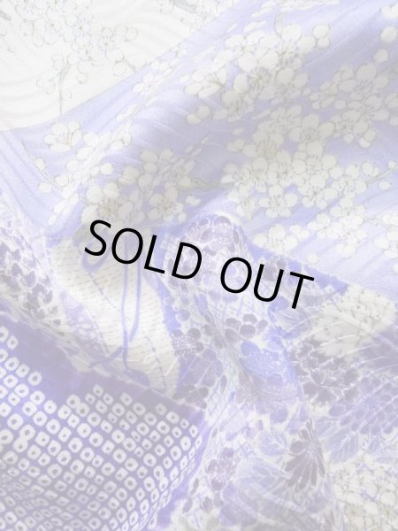 Photo16: Mint K1222F Used Japanese women  Purple FURISODE long-sleeved / Silk. Peony,   (Grade A) (16)