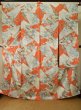 Photo1: K1222G Used Japanese women  Orange FURISODE long-sleeved / Silk. Peony,   (Grade B) (1)