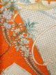Photo10: K1222G Used Japanese women  Orange FURISODE long-sleeved / Silk. Peony,   (Grade B) (10)