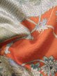 Photo18: K1222G Used Japanese women  Orange FURISODE long-sleeved / Silk. Peony,   (Grade B) (18)
