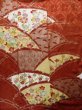 Photo4: K1222H Used Japanese women  Vermilion FURISODE long-sleeved / Silk. UME plum bloom, snow ring pattern  (Grade B) (4)