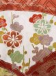 Photo6: K1222H Used Japanese women  Vermilion FURISODE long-sleeved / Silk. UME plum bloom, snow ring pattern  (Grade B) (6)