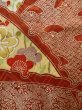 Photo8: K1222H Used Japanese women  Vermilion FURISODE long-sleeved / Silk. UME plum bloom, snow ring pattern  (Grade B) (8)