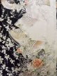 Photo6: K1222J Used Japanese women  Black FURISODE long-sleeved / Silk. Flower, flower cart pattern  (Grade A) (6)