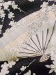 Photo12: K1222J Used Japanese women  Black FURISODE long-sleeved / Silk. Flower, flower cart pattern  (Grade A) (12)