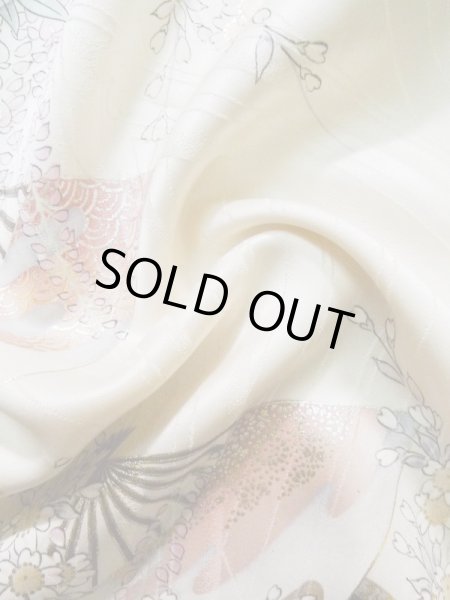 Photo16: K1222J Used Japanese women  Black FURISODE long-sleeved / Silk. Flower, flower cart pattern  (Grade A) (16)