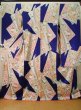 Photo1: Mint K1222K Used Japanese women  Blue FURISODE long-sleeved / Silk. Flower, book pattern  (Grade A) (1)