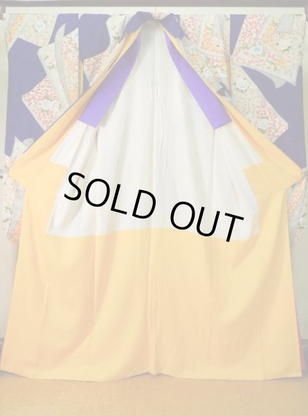 Photo3: Mint K1222K Used Japanese women  Blue FURISODE long-sleeved / Silk. Flower, book pattern  (Grade A) (3)