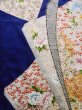 Photo5: Mint K1222K Used Japanese women  Blue FURISODE long-sleeved / Silk. Flower, book pattern  (Grade A) (5)