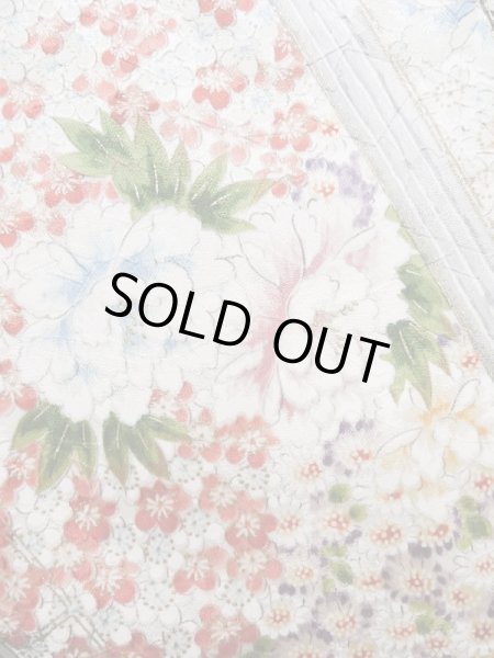 Photo10: Mint K1222K Used Japanese women  Blue FURISODE long-sleeved / Silk. Flower, book pattern  (Grade A) (10)