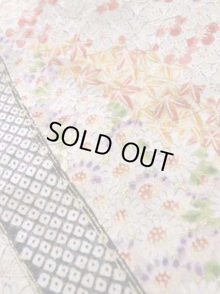 Photo13: Mint K1222K Used Japanese women  Blue FURISODE long-sleeved / Silk. Flower, book pattern  (Grade A) (13)