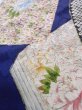 Photo15: Mint K1222K Used Japanese women  Blue FURISODE long-sleeved / Silk. Flower, book pattern  (Grade A) (15)