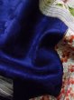 Photo16: Mint K1222K Used Japanese women  Blue FURISODE long-sleeved / Silk. Flower, book pattern  (Grade A) (16)