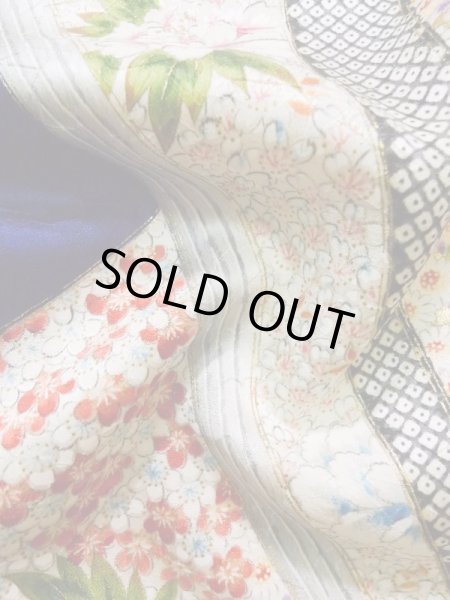 Photo17: Mint K1222K Used Japanese women  Blue FURISODE long-sleeved / Silk. Flower, book pattern  (Grade A) (17)