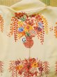 Photo23: K1222N Used Japanese women  Cream FURISODE long-sleeved / Silk. Flower,   (Grade C) (23)