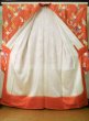 Photo3: Mint K1222O Used Japanese women  Orange FURISODE long-sleeved / Silk. UME plum bloom,   (Grade A) (3)