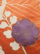 Photo8: Mint K1222O Used Japanese women  Orange FURISODE long-sleeved / Silk. UME plum bloom,   (Grade A) (8)