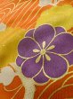 Photo11: Mint K1222O Used Japanese women  Orange FURISODE long-sleeved / Silk. UME plum bloom,   (Grade A) (11)