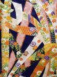 Photo4: K1222P Used Japanese women  Blue FURISODE long-sleeved / Silk. Peony, Bundle of Ribbons  (Grade B) (4)