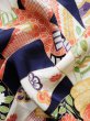 Photo18: K1222P Used Japanese women  Blue FURISODE long-sleeved / Silk. Peony, Bundle of Ribbons  (Grade B) (18)