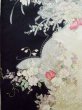 Photo4: K1222R Used Japanese women  Black FURISODE long-sleeved / Silk. Flower,   (Grade B) (4)
