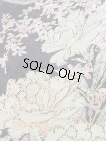 Photo12: K1222R Used Japanese women  Black FURISODE long-sleeved / Silk. Flower,   (Grade B) (12)