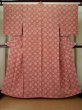 Photo1: L0119R Used Japanese womenPale  Rose KOMON dyed / Silk. Abstract pattern   (Grade B) (1)