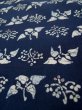 Photo9: L0119Z Used Japanese womenGrayish  Navy Blue KOMON dyed / Silk. Tall grass,   (Grade B) (9)