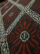 Photo9: L0126A Used Japanese womenDark  Red ORI woven / Silk. Abstract pattern   (Grade A) (9)