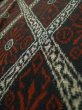 Photo10: L0126A Used Japanese womenDark  Red ORI woven / Silk. Abstract pattern   (Grade A) (10)