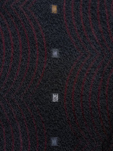 Photo8: L0126C Vintage Japanese women   Black KOMON dyed / Silk. Stripes,   (Grade D) (8)