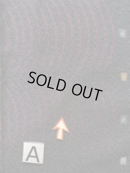 Photo15: L0126C Vintage Japanese women   Black KOMON dyed / Silk. Stripes,   (Grade D) (15)