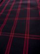 Photo7: L0126N Used Japanese women  Red ORI woven / Silk. Plaid Checks   (Grade B) (7)