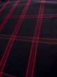 Photo8: L0126N Used Japanese women  Red ORI woven / Silk. Plaid Checks   (Grade B) (8)