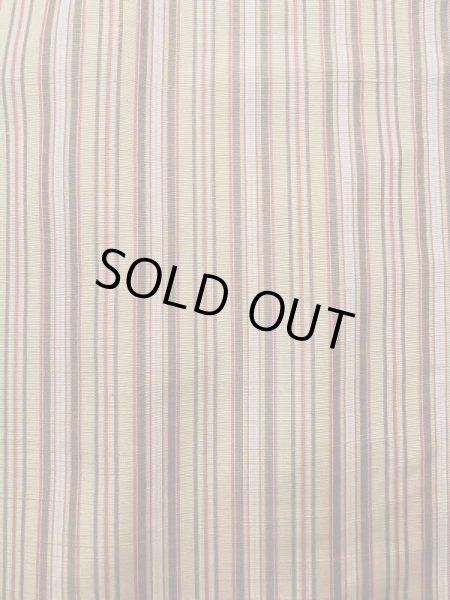 Photo5: L0126P Used Japanese womenSmoky Pale Cream ORI woven / Silk. Stripes,   (Grade B) (5)