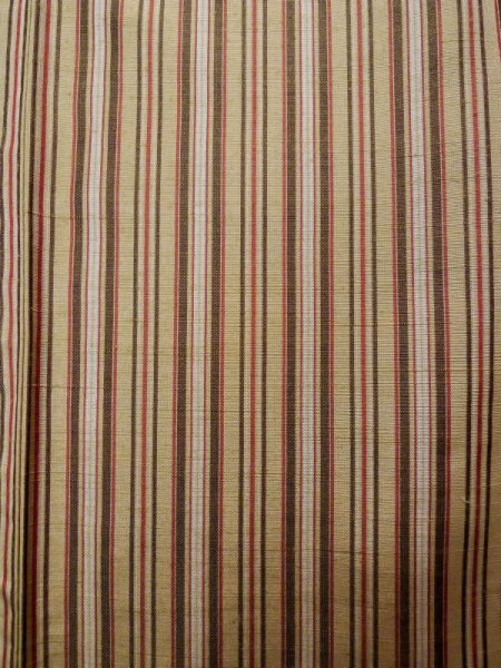 Photo6: L0126P Used Japanese womenSmoky Pale Cream ORI woven / Silk. Stripes,   (Grade B) (6)